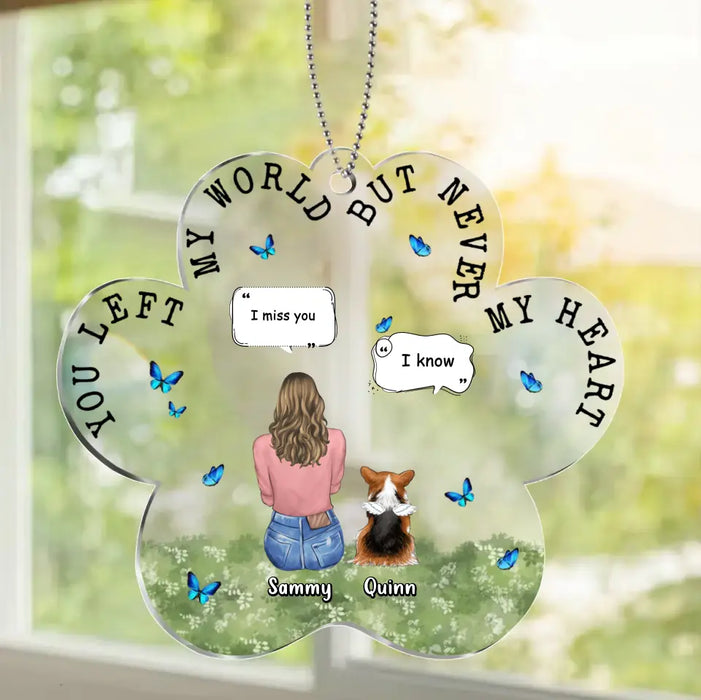 Custom Personalized Memorial Pet  Paw Acrylic Ornament - Up to 4 Pets - Memorial Gift Idea For Dog/Cat/Rabbit Lover - You Left My World But Never My Heart