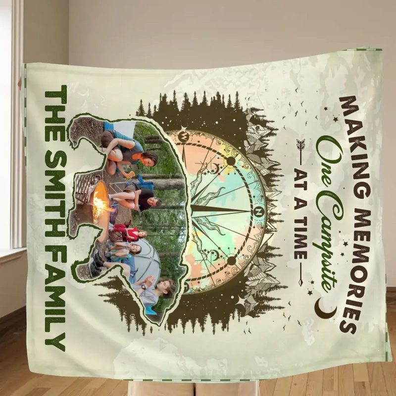 Personalized Camping Upload Photo Fleece Throw Blanket/Quilt - Gift Idea For Camping Lovers - Making Memories One Campsite At A Time