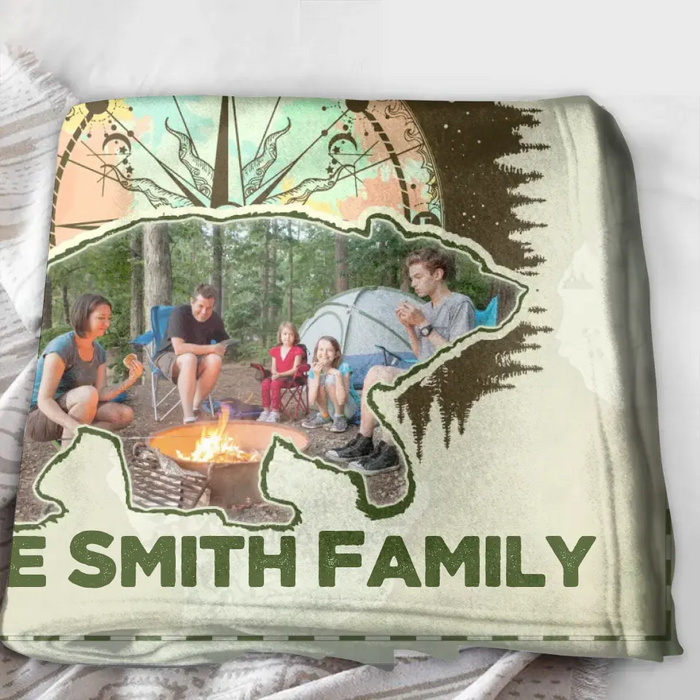 Personalized Camping Upload Photo Quilt/Single Layer Fleece Blanket - Gift Idea For Camping Lovers - Making Memories One Campsite At A Time