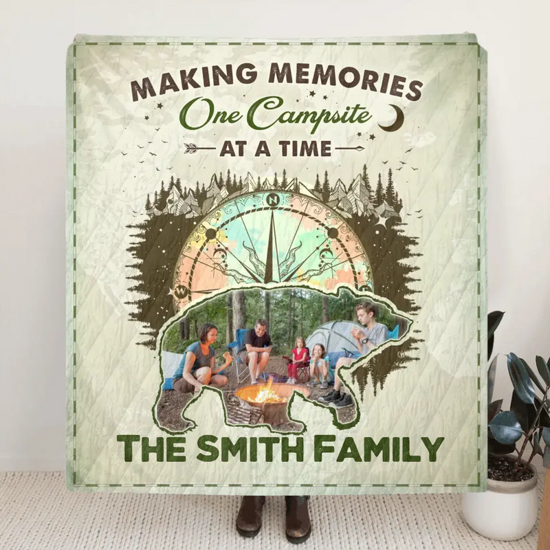 Personalized Camping Upload Photo Fleece Throw Blanket/Quilt - Gift Idea For Camping Lovers - Making Memories One Campsite At A Time