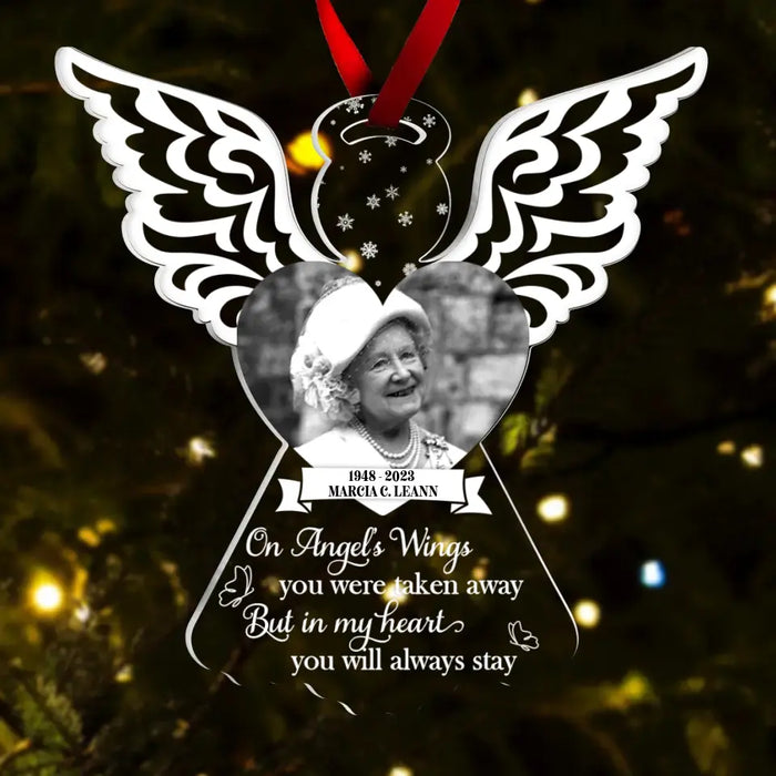 Personalized Christmas Angel Heart Memorial Acrylic Ornament - Upload
