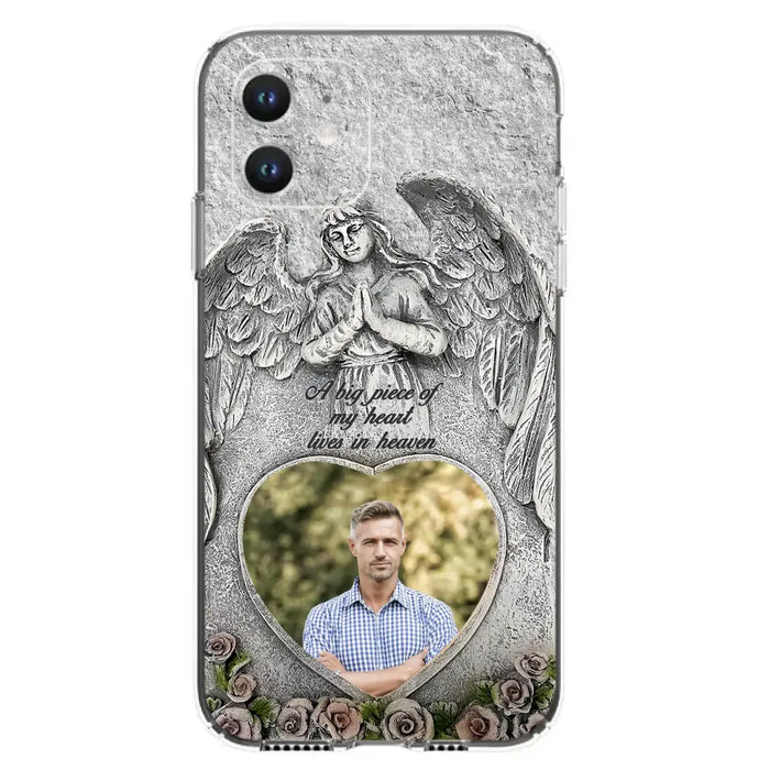 Custom Personalized Memorial Photo Phone Case - Memorial Gift Idea For Family Member - A Big Piece Of My Heart Lives In Heaven - Case For iPhone/Samsung