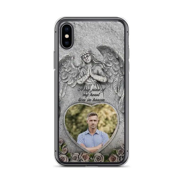 Custom Personalized Memorial Photo Phone Case - Memorial Gift Idea For Family Member - A Big Piece Of My Heart Lives In Heaven - Case For iPhone/Samsung