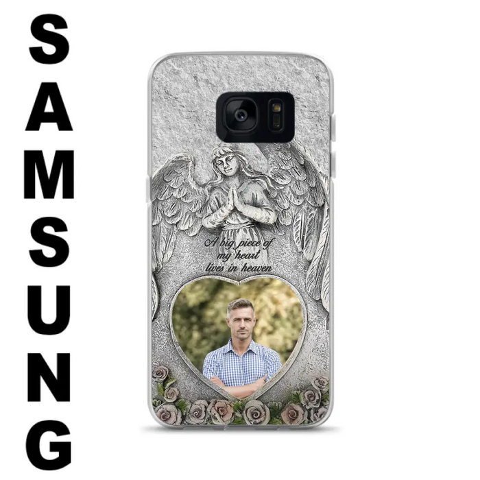 Custom Personalized Memorial Photo Phone Case - Memorial Gift Idea For Family Member - A Big Piece Of My Heart Lives In Heaven - Case For iPhone/Samsung