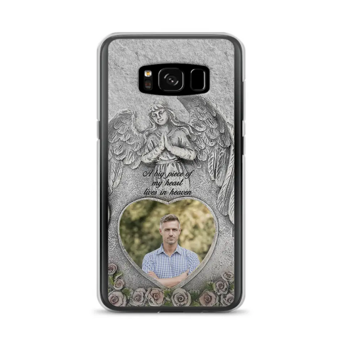 Custom Personalized Memorial Photo Phone Case - Memorial Gift Idea For Family Member - A Big Piece Of My Heart Lives In Heaven - Case For iPhone/Samsung