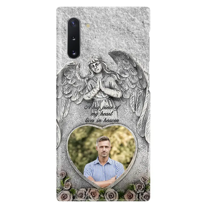 Custom Personalized Memorial Photo Phone Case - Memorial Gift Idea For Family Member - A Big Piece Of My Heart Lives In Heaven - Case For iPhone/Samsung