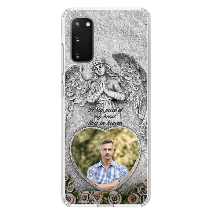 Custom Personalized Memorial Photo Phone Case - Memorial Gift Idea For Family Member - A Big Piece Of My Heart Lives In Heaven - Case For iPhone/Samsung