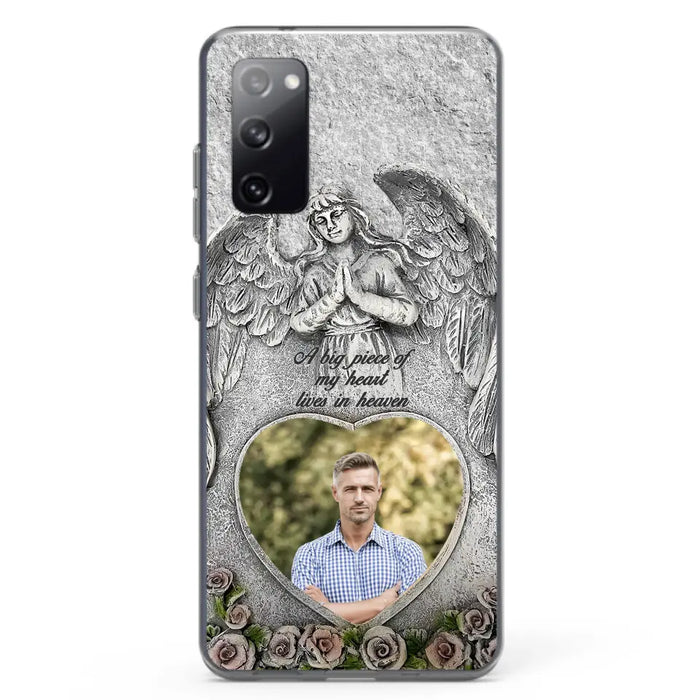 Custom Personalized Memorial Photo Phone Case - Memorial Gift Idea For Family Member - A Big Piece Of My Heart Lives In Heaven - Case For iPhone/Samsung