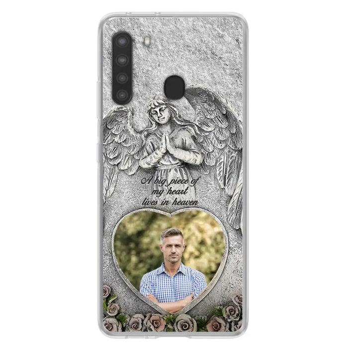 Custom Personalized Memorial Photo Phone Case - Memorial Gift Idea For Family Member - A Big Piece Of My Heart Lives In Heaven - Case For iPhone/Samsung