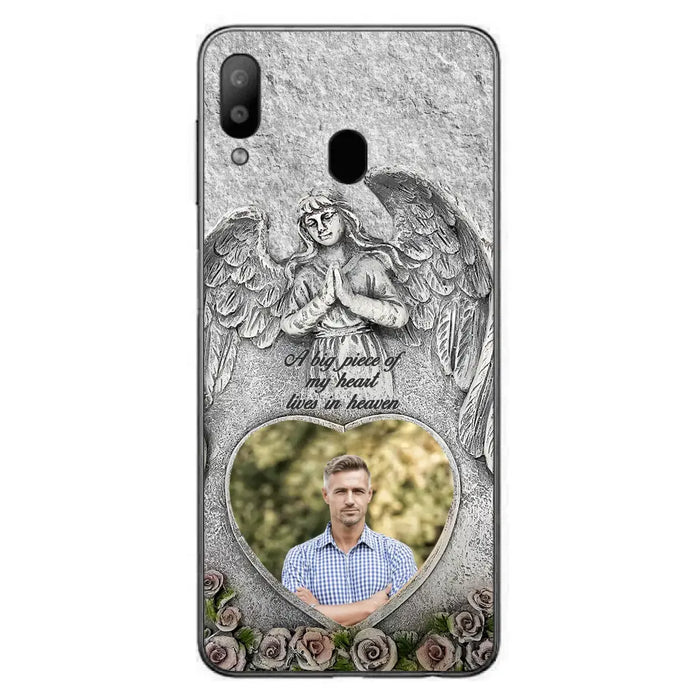 Custom Personalized Memorial Photo Phone Case - Memorial Gift Idea For Family Member - A Big Piece Of My Heart Lives In Heaven - Case For iPhone/Samsung