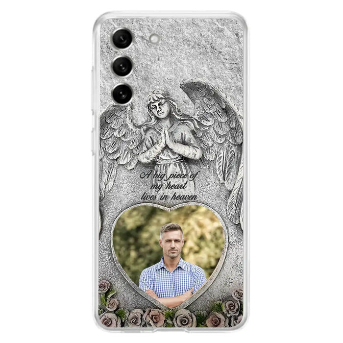 Custom Personalized Memorial Photo Phone Case - Memorial Gift Idea For Family Member - A Big Piece Of My Heart Lives In Heaven - Case For iPhone/Samsung