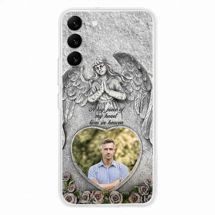 Custom Personalized Memorial Photo Phone Case - Memorial Gift Idea For Family Member - A Big Piece Of My Heart Lives In Heaven - Case For iPhone/Samsung