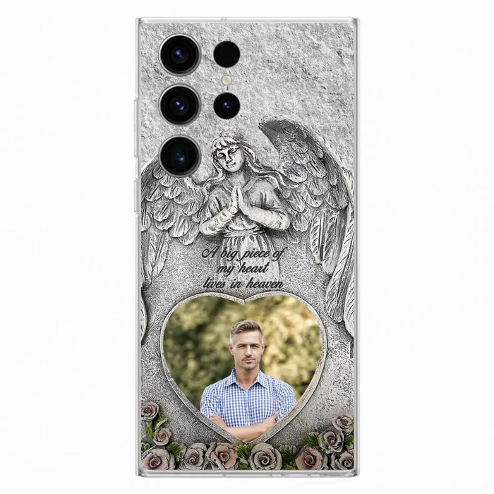 Custom Personalized Memorial Photo Phone Case - Memorial Gift Idea For Family Member - A Big Piece Of My Heart Lives In Heaven - Case For iPhone/Samsung