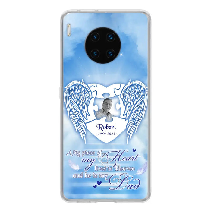 Custom Personalized Memorial Photo Phone Case - Memorial Gift Idea For Family - A Big Piece Of My Heart Lives In Heaven And He Is My Dad -  Case For Oppo/ Xiaomi/ Huawei