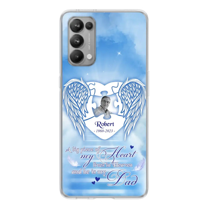 Custom Personalized Memorial Photo Phone Case - Memorial Gift Idea For Family - A Big Piece Of My Heart Lives In Heaven And He Is My Dad -  Case For Oppo/ Xiaomi/ Huawei