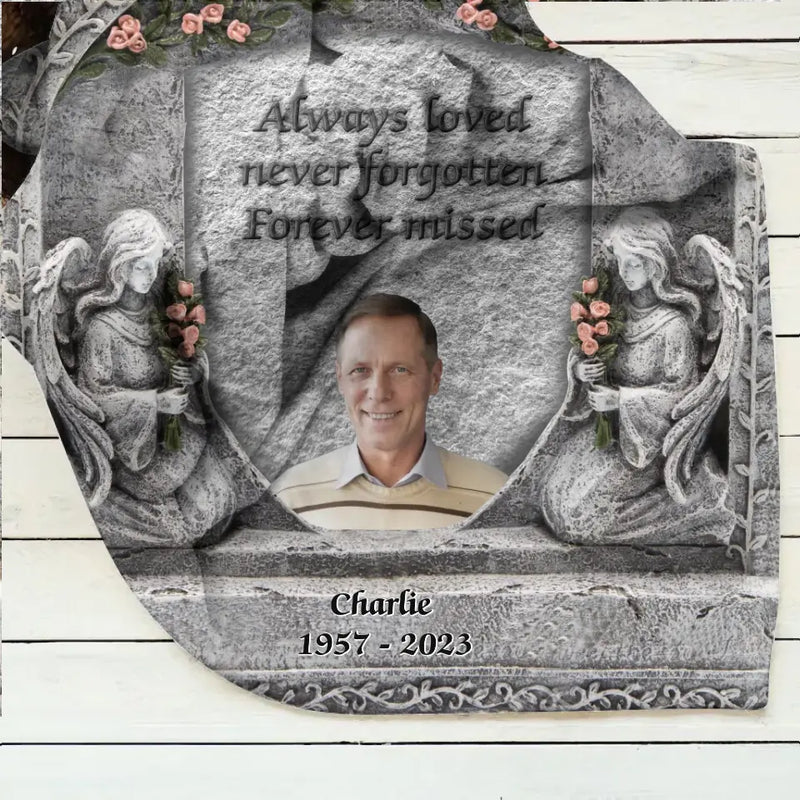 Personalized Memorial Photo Fleece Throw Blanket/Quilt - Memorial Gift Idea for Family -  Always Loved Never Forgotten Forever Missed