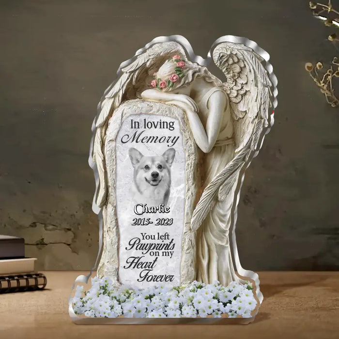 Custom Personalized In Loving Memory Acrylic Plaque - Memorial Gift Idea For Christmas/ Pet Lover - Upload Photo - You Left Pawprints On My Heart Forever