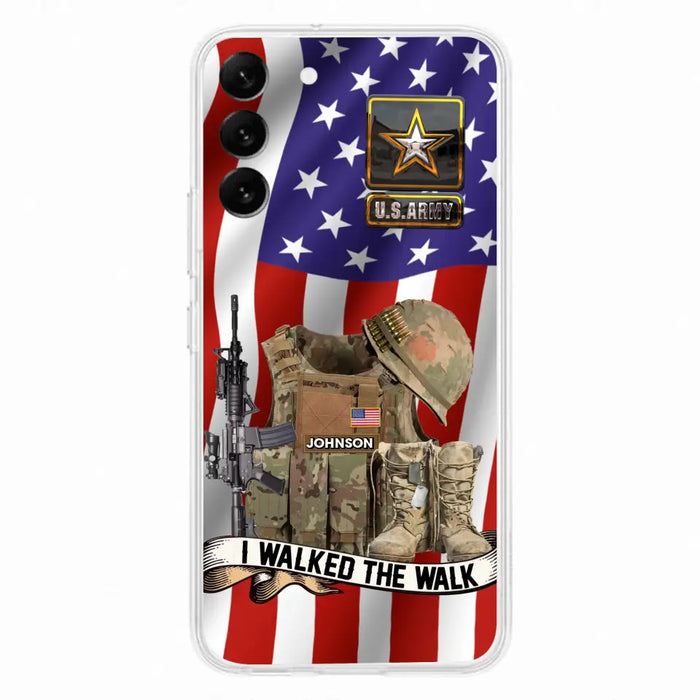 Custom Personalized Veteran US Flag Phone Case - Gift Idea For Veteran - Case For iPhone/ Samsung - I Walked The Walk