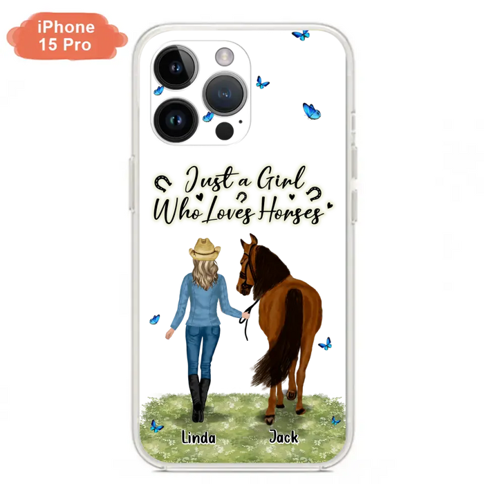 Custom Personalized Horse Girl Phone Case - Upto 6 Horses - Gift Idea for Horse Lovers - Just A Girl Who Loves Horses - Case for iPhone/Samsung