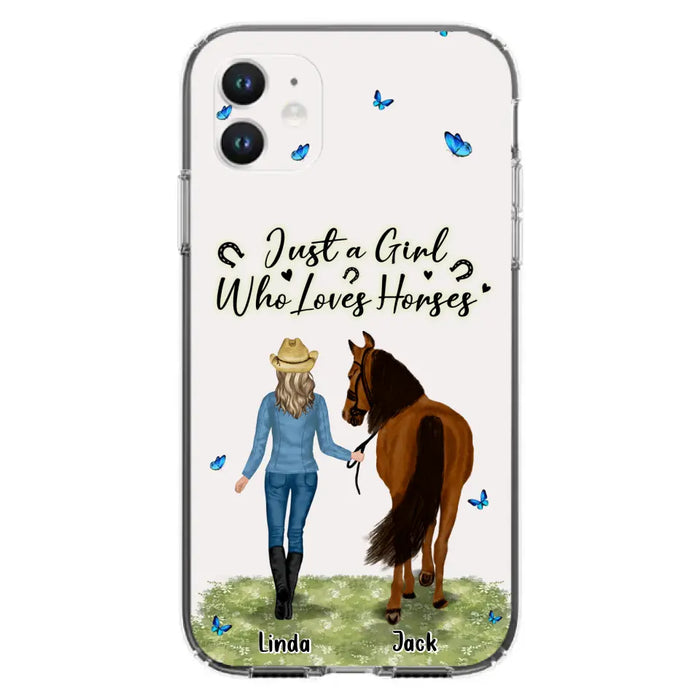 Custom Personalized Horse Girl Phone Case - Upto 6 Horses - Gift Idea for Horse Lovers - Just A Girl Who Loves Horses - Case for iPhone/Samsung