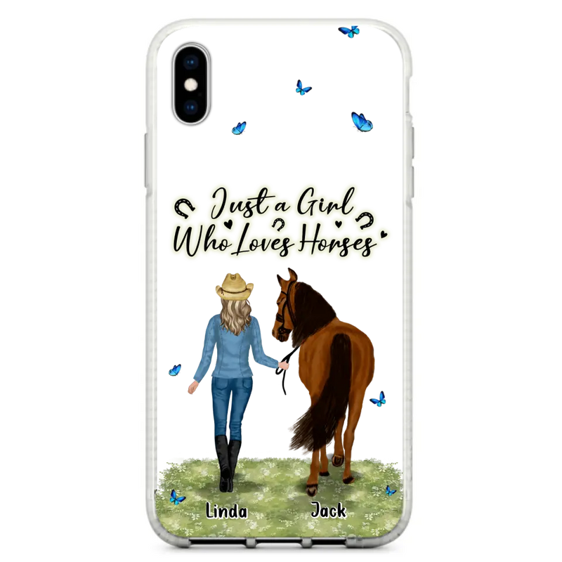 Personalized Horse Girl Phone Case - Up to 6 Horses - Gift Idea for Horse Lovers - Just A Girl Who Loves Horses - Case for iPhone/Samsung