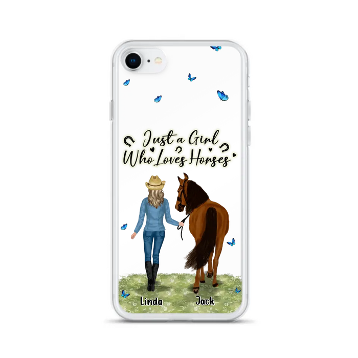 Custom Personalized Horse Girl Phone Case - Upto 6 Horses - Gift Idea for Horse Lovers - Just A Girl Who Loves Horses - Case for iPhone/Samsung