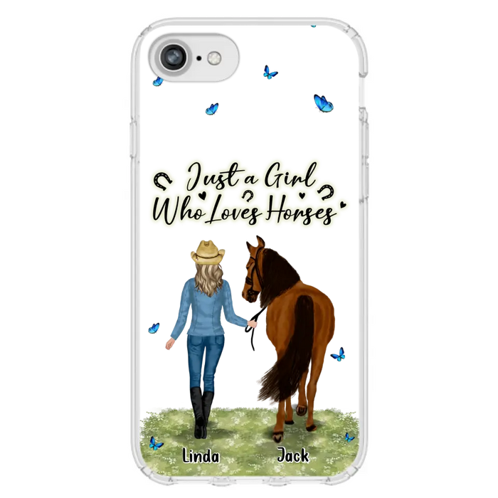 Custom Personalized Horse Girl Phone Case - Upto 6 Horses - Gift Idea for Horse Lovers - Just A Girl Who Loves Horses - Case for iPhone/Samsung