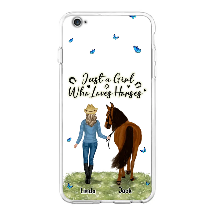 Custom Personalized Horse Girl Phone Case - Upto 6 Horses - Gift Idea for Horse Lovers - Just A Girl Who Loves Horses - Case for iPhone/Samsung