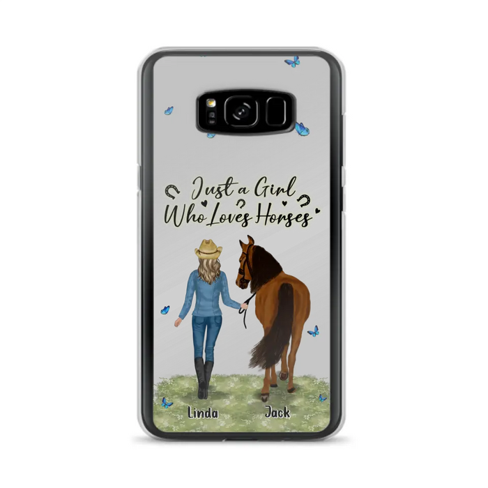 Custom Personalized Horse Girl Phone Case - Upto 6 Horses - Gift Idea for Horse Lovers - Just A Girl Who Loves Horses - Case for iPhone/Samsung