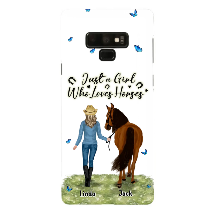 Custom Personalized Horse Girl Phone Case - Upto 6 Horses - Gift Idea for Horse Lovers - Just A Girl Who Loves Horses - Case for iPhone/Samsung