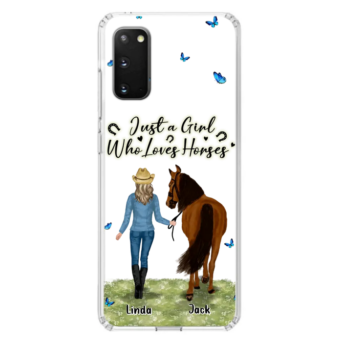 Custom Personalized Horse Girl Phone Case - Upto 6 Horses - Gift Idea for Horse Lovers - Just A Girl Who Loves Horses - Case for iPhone/Samsung