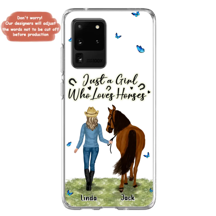 Custom Personalized Horse Girl Phone Case - Upto 6 Horses - Gift Idea for Horse Lovers - Just A Girl Who Loves Horses - Case for iPhone/Samsung