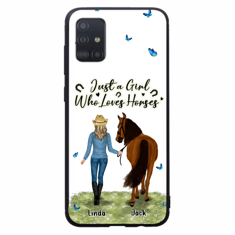 Personalized Horse Girl Phone Case - Up to 6 Horses - Gift Idea for Horse Lovers - Just A Girl Who Loves Horses - Case for iPhone/Samsung