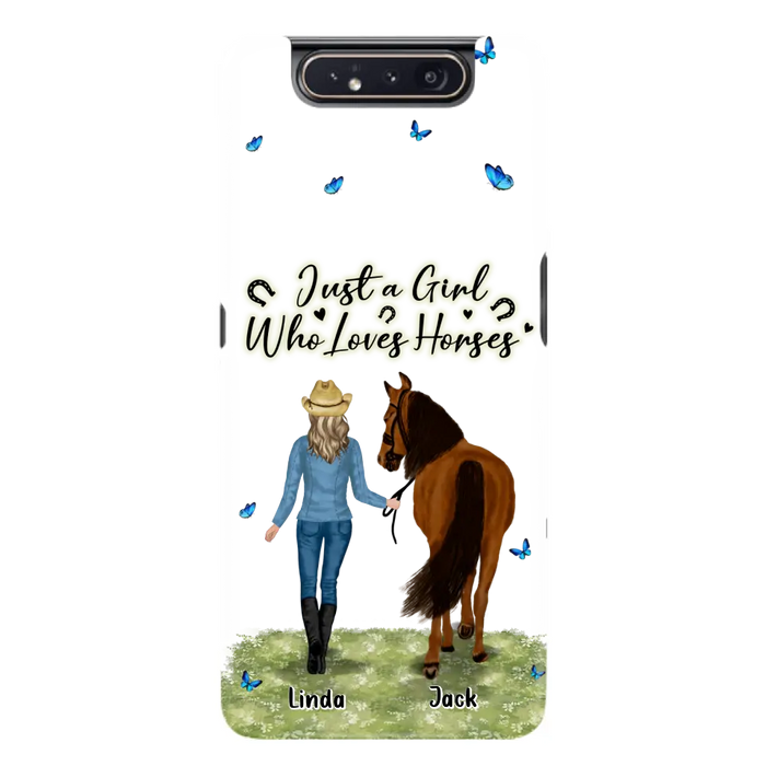 Custom Personalized Horse Girl Phone Case - Upto 6 Horses - Gift Idea for Horse Lovers - Just A Girl Who Loves Horses - Case for iPhone/Samsung