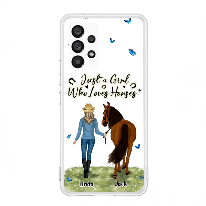 Custom Personalized Horse Girl Phone Case - Upto 6 Horses - Gift Idea for Horse Lovers - Just A Girl Who Loves Horses - Case for iPhone/Samsung