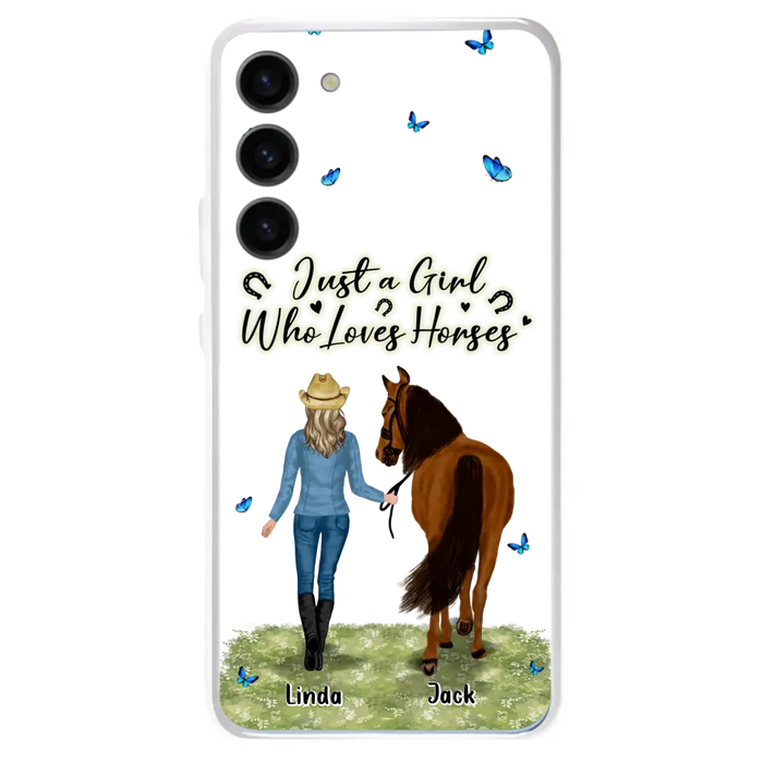 Custom Personalized Horse Girl Phone Case - Upto 6 Horses - Gift Idea for Horse Lovers - Just A Girl Who Loves Horses - Case for iPhone/Samsung