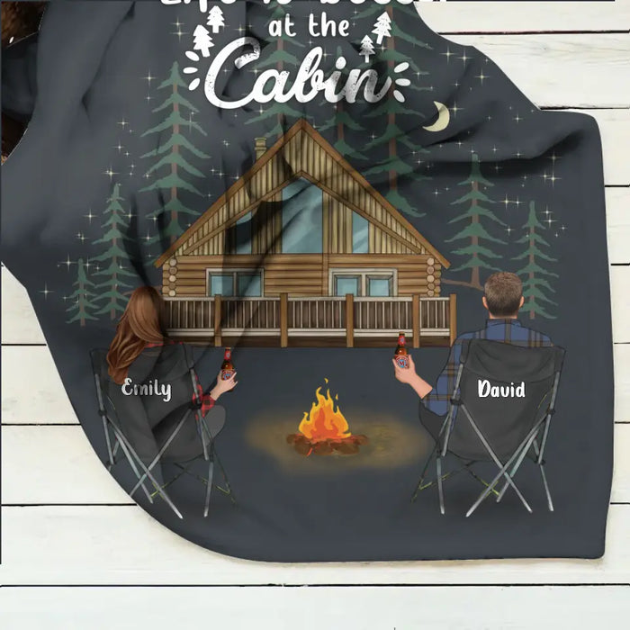 Custom Personalized Cabin Camping Quilt/Single Layer Fleece Blanket - Gift Idea For Camping Lover/ Couple/ Family/ Friends - Life Is Better At The Cabin