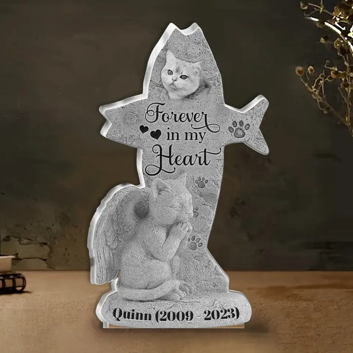 Custom Personalized Memorial Cat Photo Acrylic Ornament - Memorial Gift Idea for Cat Owners - Forever In My Heart