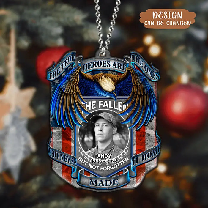 Custom Personalized Memorial Veteran Acrylic Ornament - Upload Photo - Memorial Gift Idea For Veteran - The Fallen But Not Forgotten