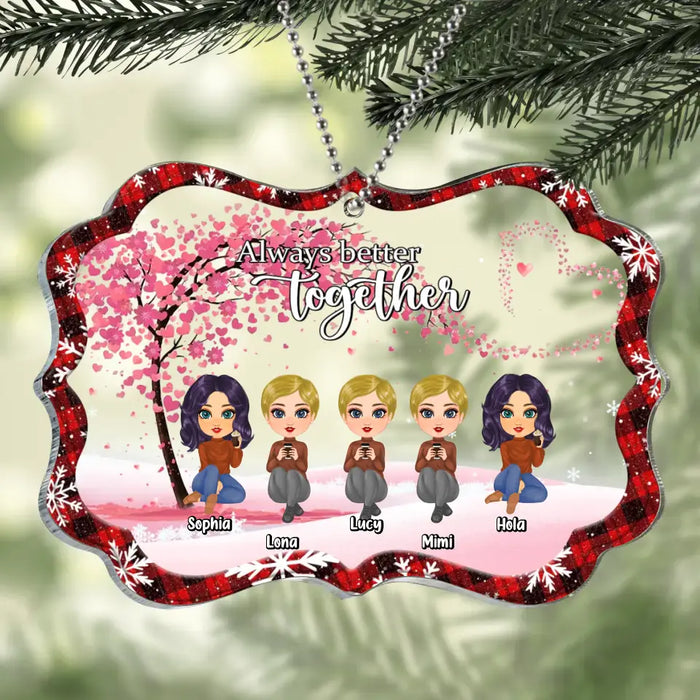 Custom Personalized Besties Rectangle Acrylic Ornament - Gift Idea For Best Friends/Sisters - Upto 5 Girls - Always Better Together