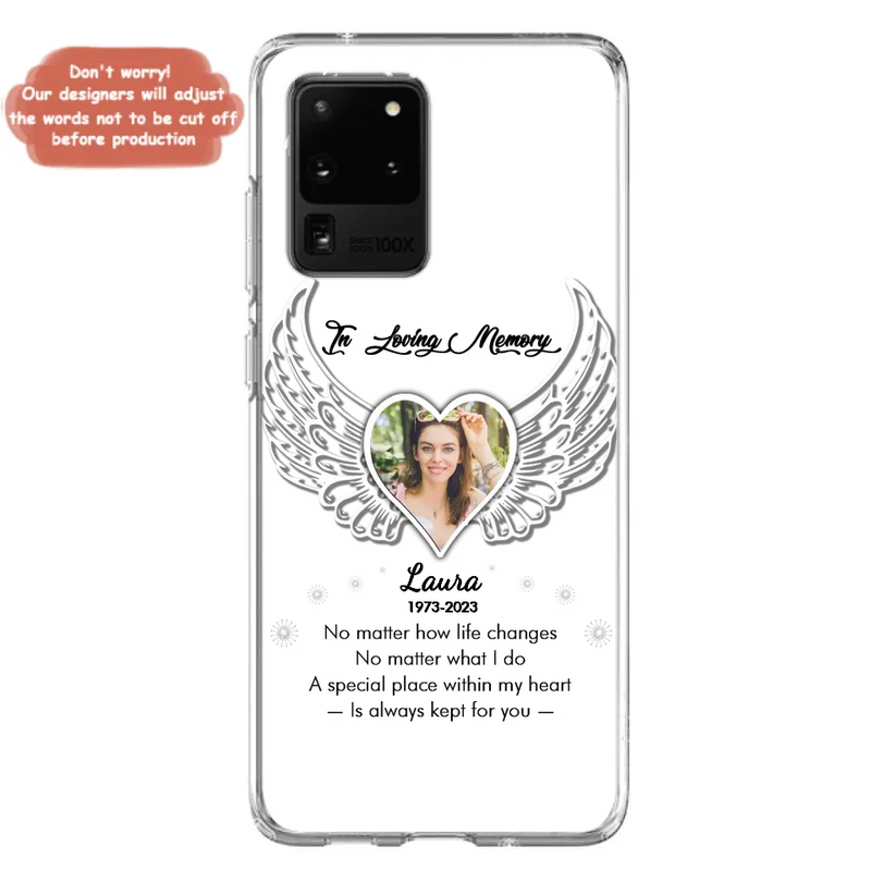 Personalized In Loving Memory Phone Case - Upload Photo - Memorial Gift Idea - Case For iPhone/Samsung - A Special Place Within My Heart Is Always Kept For You