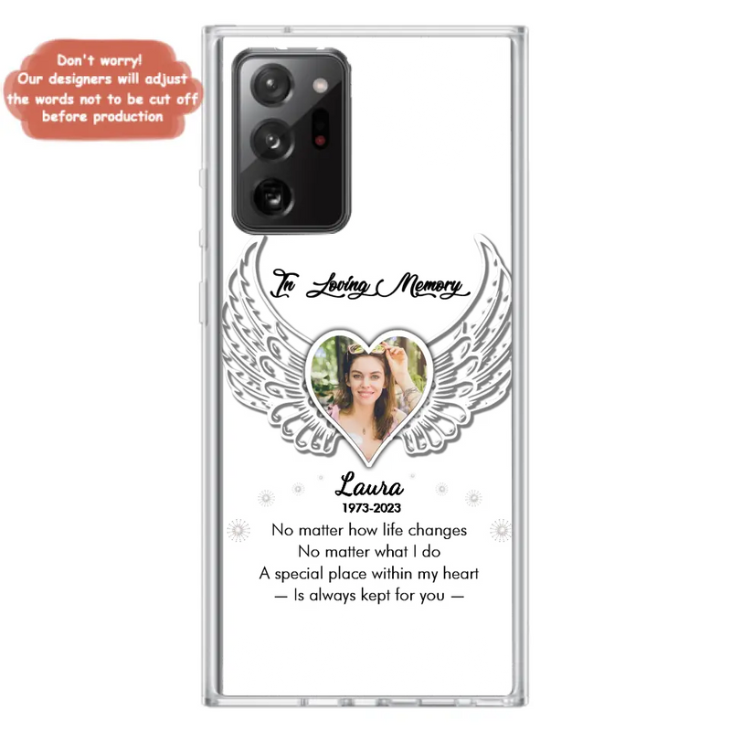 Personalized In Loving Memory Phone Case - Upload Photo - Memorial Gift Idea - Case For iPhone/Samsung - A Special Place Within My Heart Is Always Kept For You
