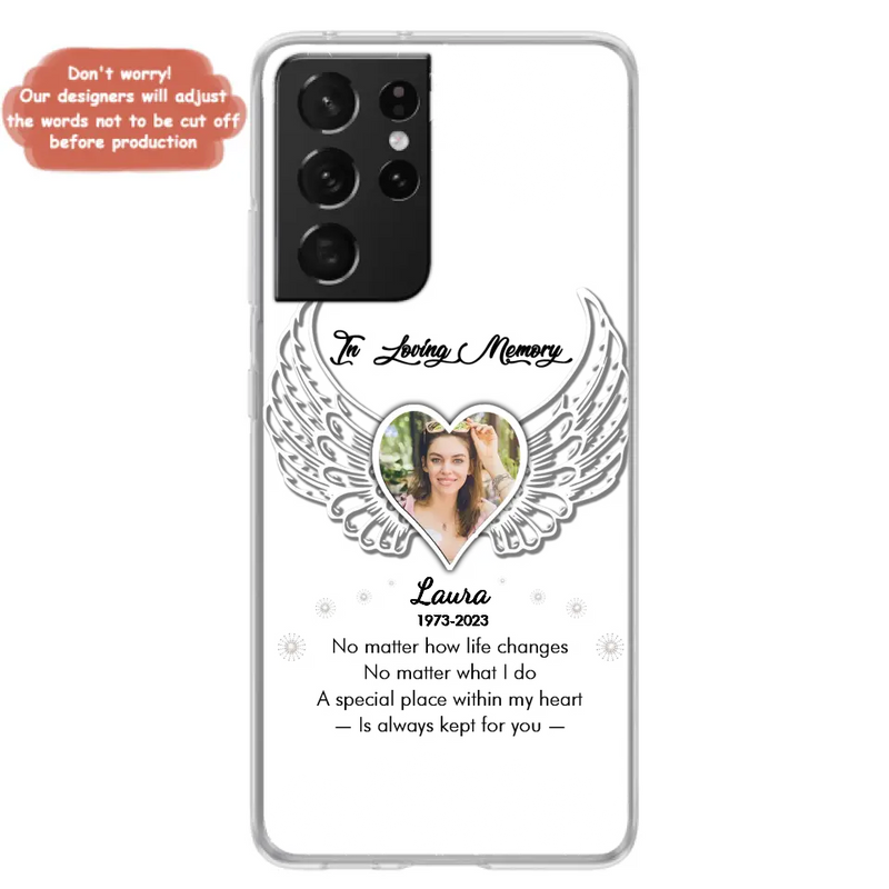 Personalized In Loving Memory Phone Case - Upload Photo - Memorial Gift Idea - Case For iPhone/Samsung - A Special Place Within My Heart Is Always Kept For You