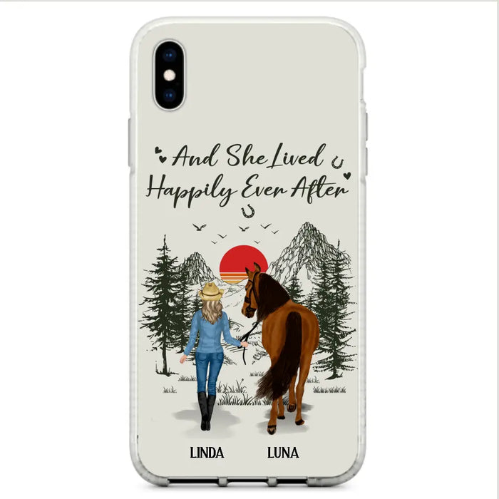 Custom Personalized Horse Girl Phone Case -  Gift Idea For Horse Mom/ Horse Lover - And She Lived Happily Ever After - Case For iPhone And Samsung