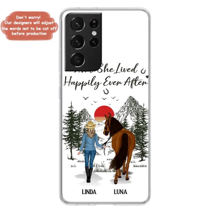 Custom Personalized Horse Girl Phone Case -  Gift Idea For Horse Mom/ Horse Lover - And She Lived Happily Ever After - Case For iPhone And Samsung