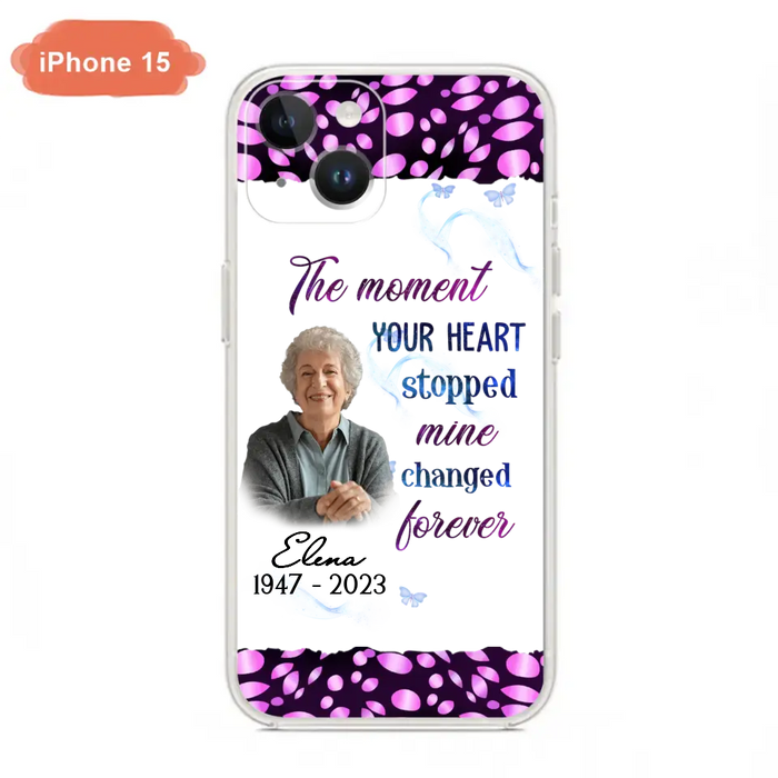 Custom Personalized Memorial Photo Phone Case - Memorial Gift For Family Member - Upload Photo - Case For iPhone/Samsung - The Moment Your Heart Stopped Mine Changed Forever