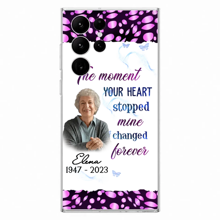 Custom Personalized Memorial Photo Phone Case - Memorial Gift For Family Member - Upload Photo - Case For iPhone/Samsung - The Moment Your Heart Stopped Mine Changed Forever