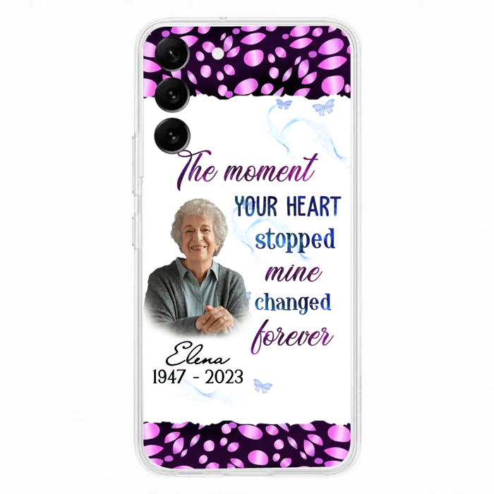 Custom Personalized Memorial Photo Phone Case - Memorial Gift For Family Member - Upload Photo - Case For iPhone/Samsung - The Moment Your Heart Stopped Mine Changed Forever