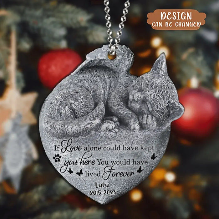 Custom Personalized Memorial Angel Cat Sleeping Acrylic Ornament - Memorial Gift Idea For Cat Lover - The Moment Your Heart Stopped Mine Changed Forever