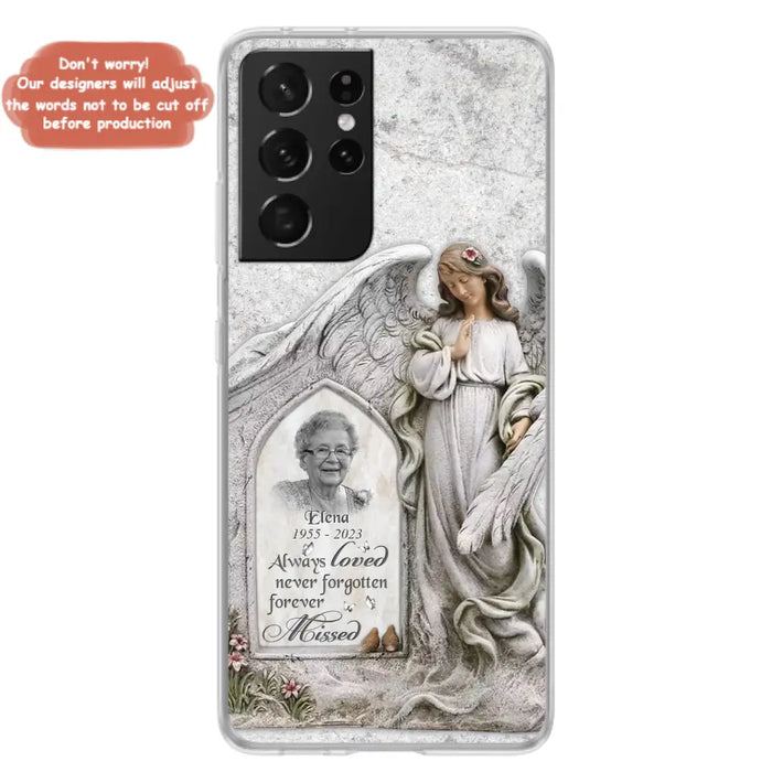 Custom Personalized Memorial Photo Phone Case - Memorial Gift Idea For Family Member - Always Loved Never Forgotten Forever Missed - Case For iPhone/Samsung